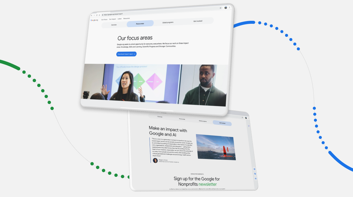 Laptop and phone showing the web experience with the public-facing AI agent